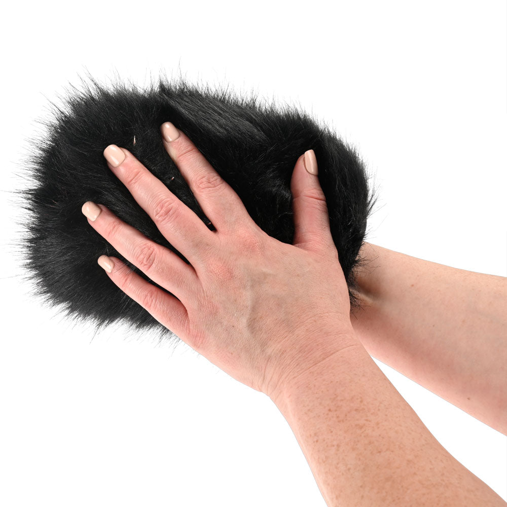 SPORTSHEETS Spiked Sensory Mitt -  Furry Mitt with Spikes held in hand showcasing plush faux fur.