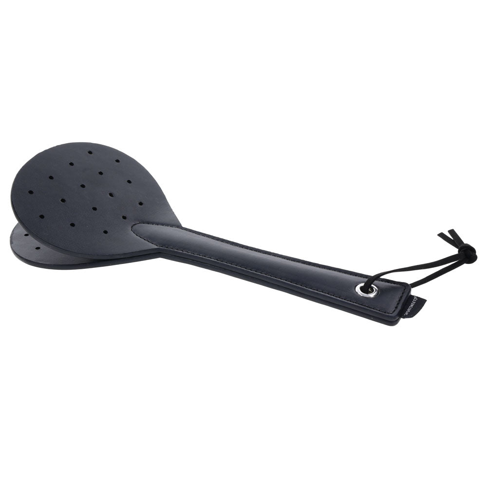 SPORTSHEETS Swift Spanker - Spanking Paddle made of soft black leather with perforations for reduced resistance.