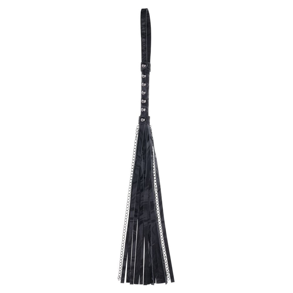 SPORTSHEETS Velvet Noir Chain Flogger - 43 cm Flogger Whip for intimate play and sensory exploration.