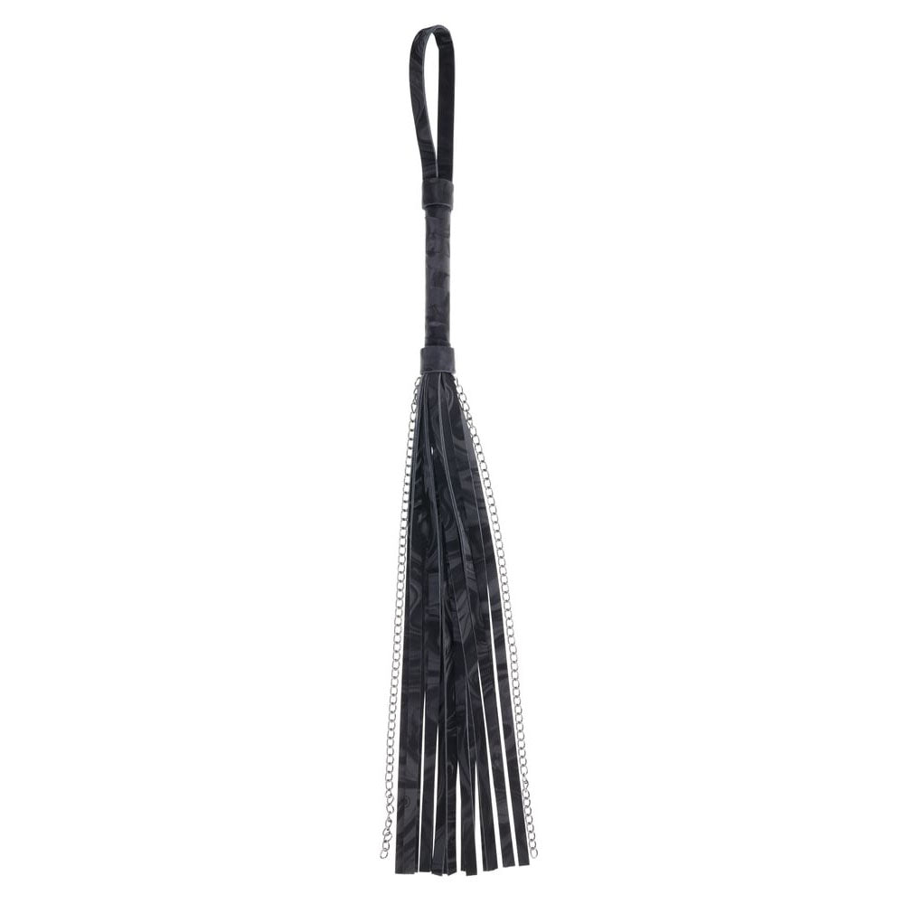 SPORTSHEETS Velvet Noir Chain Flogger -  43 cm Flogger Whip with silky faux leather and chains for intimate play.