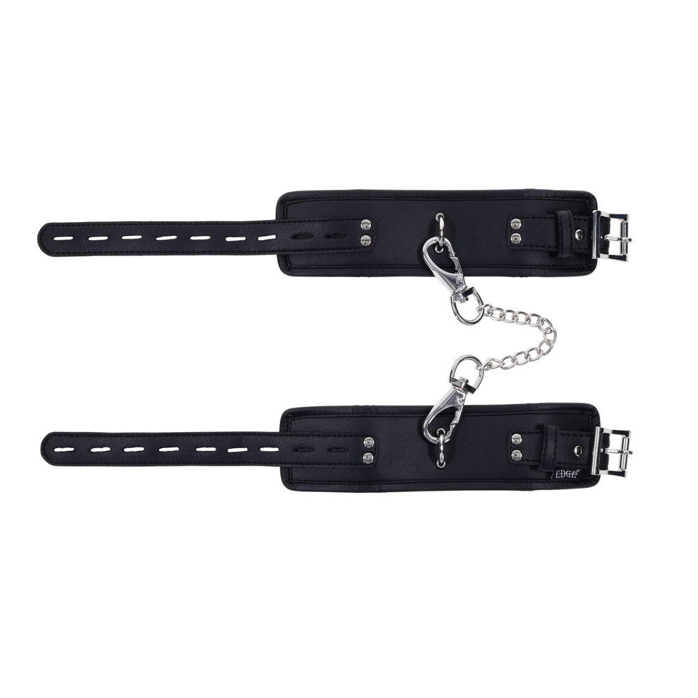 EDGE Handcuffs -  Restraints, padded black cuffs with metal hardware, designed for comfort and durability in intimate play.