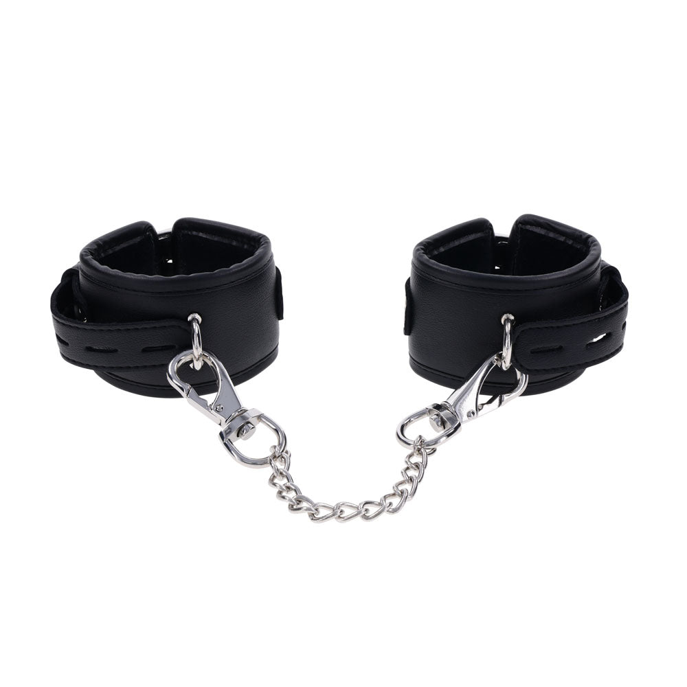 EDGE Handcuffs -  Restraints with padded black cuffs and silver hardware for secure restraint and comfort.