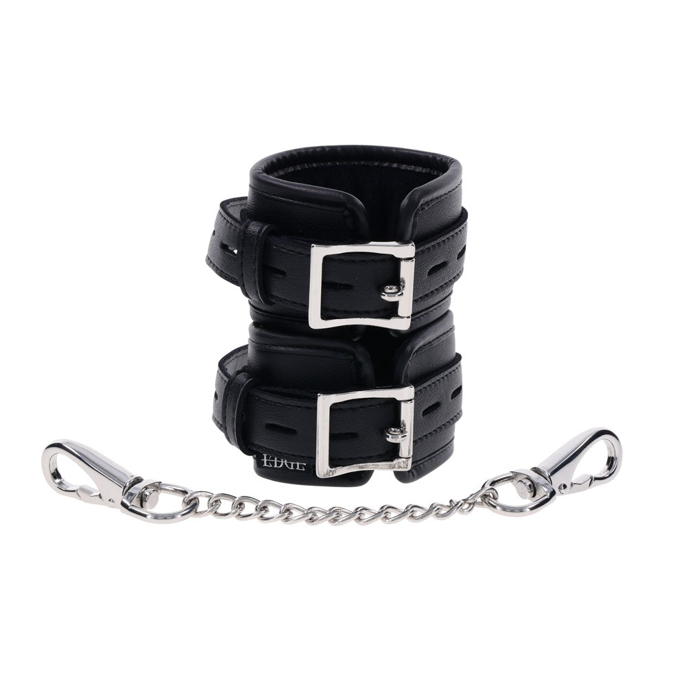 EDGE Handcuffs -  Restraints featuring padded black design and silver metal hardware for secure and comfortable restraint.