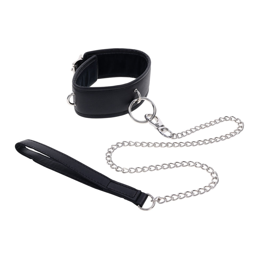 EDGE Collar & Leash -  Neck Restraint with Heavy Duty Metal Leash, featuring a padded collar and durable chain leash.