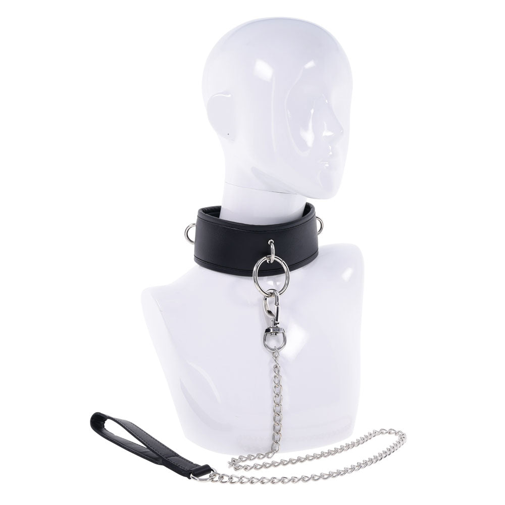 EDGE Collar & Leash - Neck Restraint with Heavy Duty Metal Leash displayed on a mannequin.
