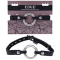 EDGE Interchangeable Ring Gag - Mouth Gag Restraint with 2 Interchangeable Pieces on display package.