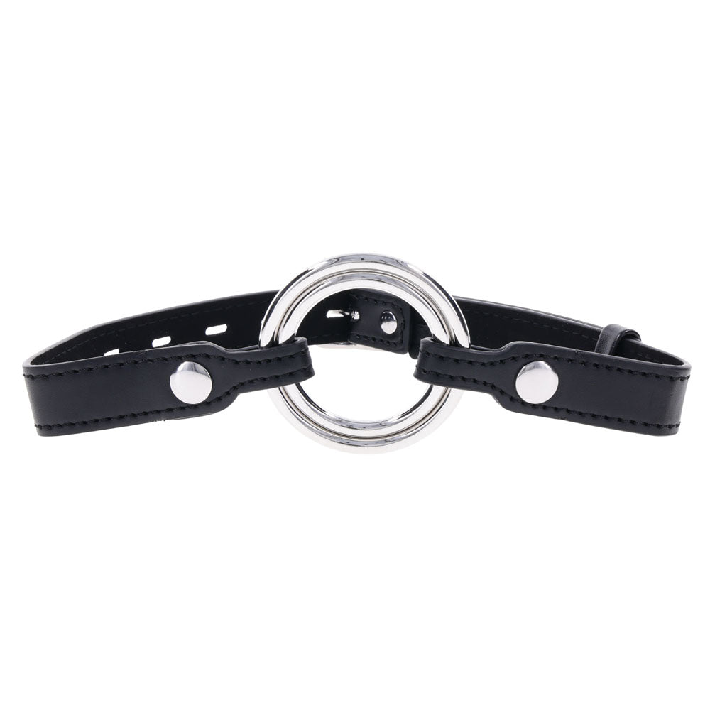 EDGE Interchangeable Ring Gag -  Mouth Gag Restraint with 2 Interchangeable Pieces in black leather design