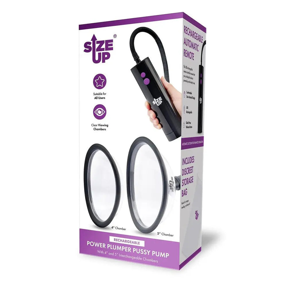 Affordable quality Size Up Rechargeable Power Plumper Pussy Pump -  USB Rechargeable Vagina Pump with Interchangeable Chambers  from XGEN Products by Discreet Intimate Essentials with Discreet Delivery 