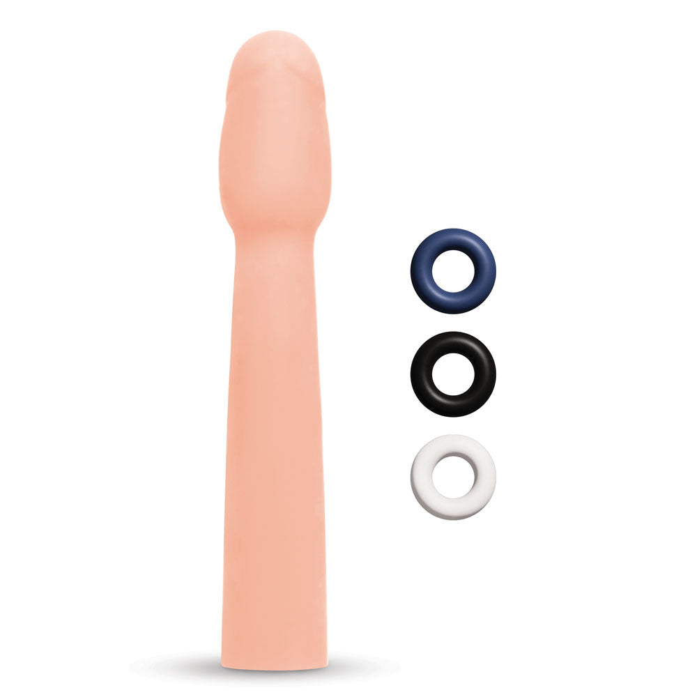 Size Up Realistic 2 Inch Penis Extender -  5 cm (2'') Penis Extension Sleeve with three rings for added pleasure.