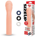 Size Up Realistic 3'' Penis Extender -  7.6 cm (3'') Penis Extension Sleeve with stamina rings and packaging.