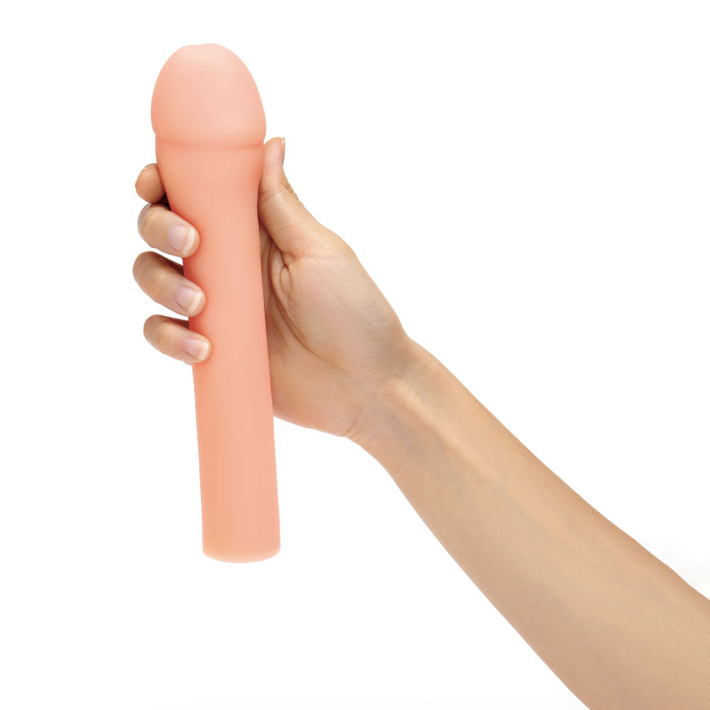 Size Up Realistic 3'' Penis Extender -  7.6 cm (3'') Penis Extension Sleeve held in hand, showcasing its lifelike design.