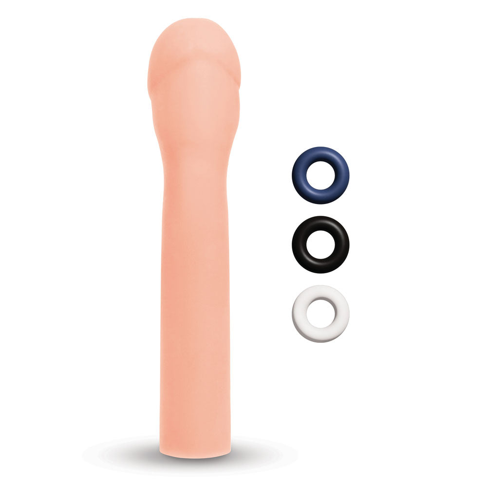 Size Up Realistic 3'' Penis Extender -  7.6 cm (3'') Penis Extension Sleeve with three included rings.