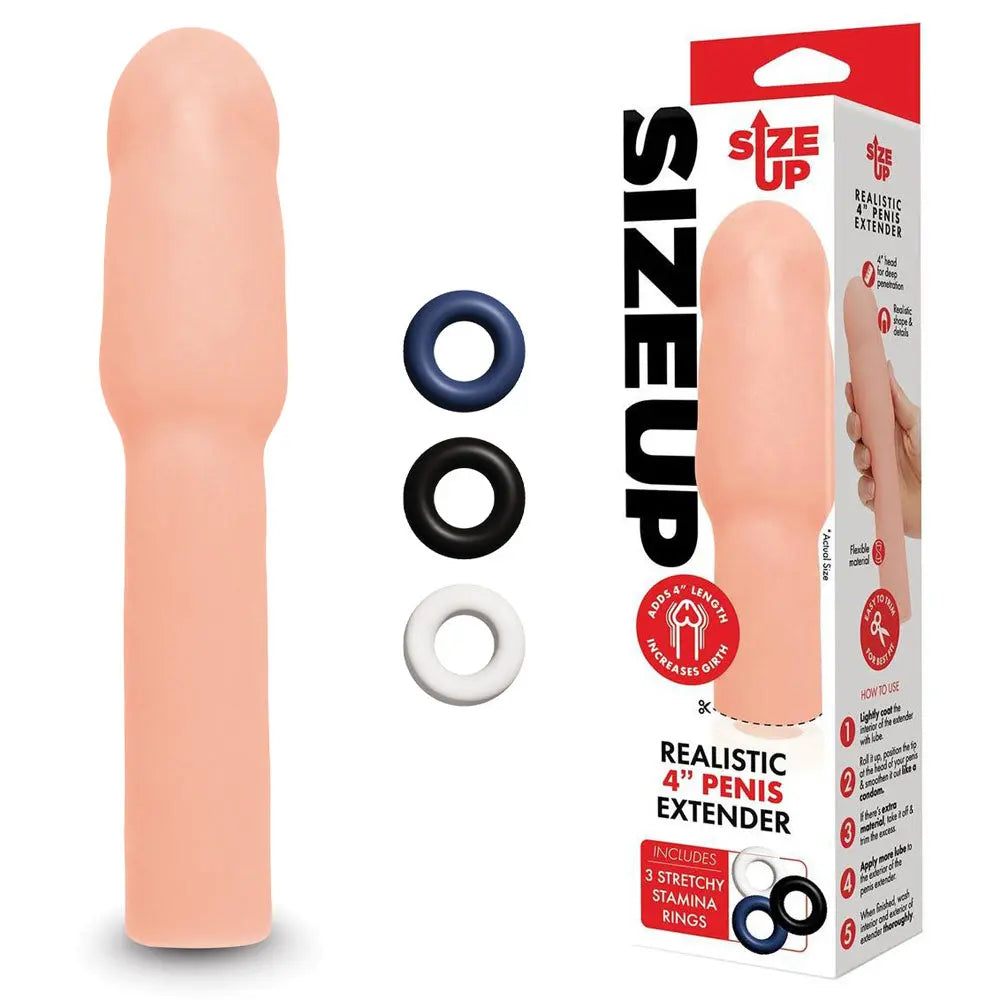 Affordable quality Size Up Realistic 4 Inch Penis Extender -  10.1 cm (4'') Penis Extension Sleeve  from Xgen Products by Discreet Intimate Essentials with Discreet Delivery 