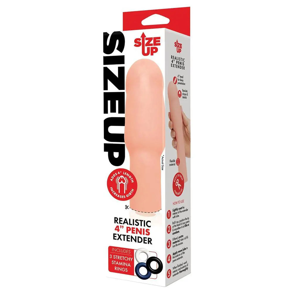 Affordable quality Size Up Realistic 4 Inch Penis Extender -  10.1 cm (4'') Penis Extension Sleeve  from Xgen Products by Discreet Intimate Essentials with Discreet Delivery 
