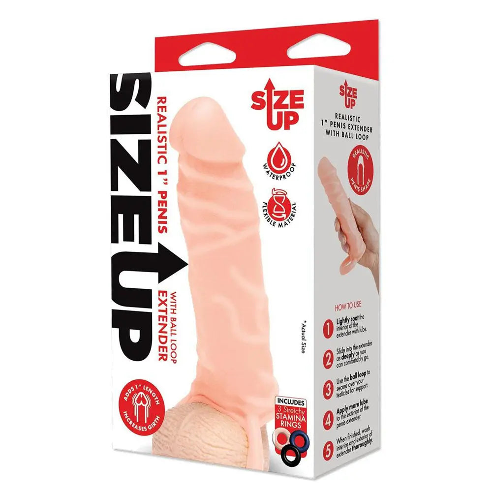 Affordable quality Size Up Realistic 1 Inch Penis Extender -  -  2.5 cm (1'') Penis Extension Sleeve  from Xgen Products by Discreet Intimate Essentials with Discreet Delivery 