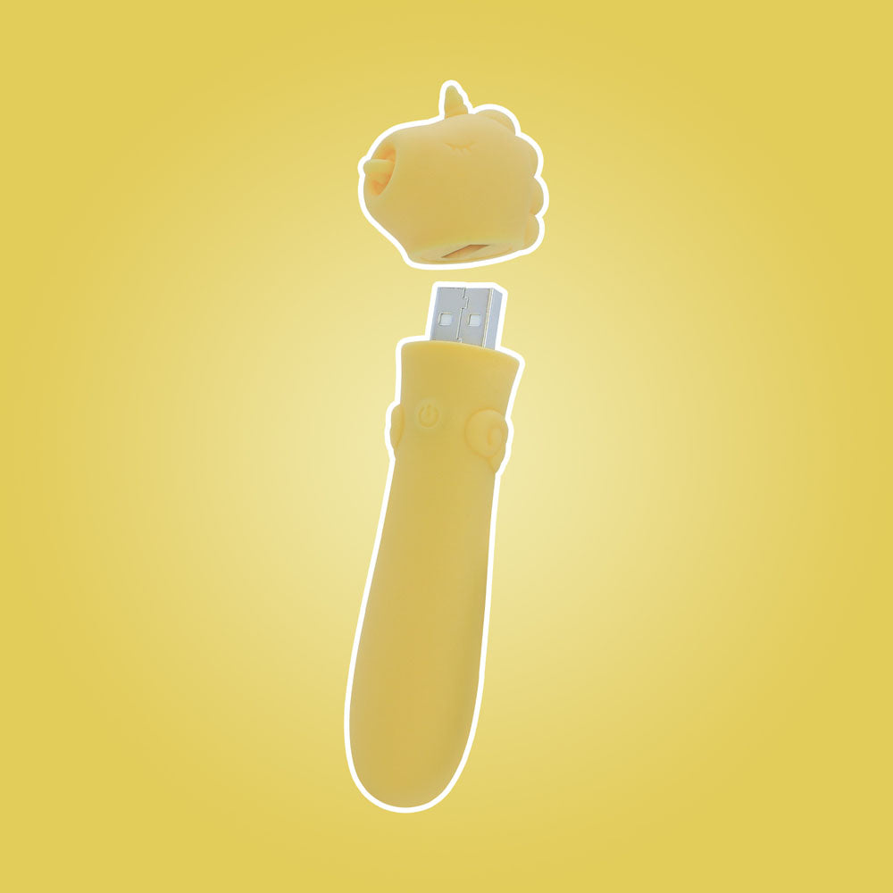 Unihorn - USB Bullet - Bean Blossom -  USB Rechargeable Vibrating Bullet in a playful yellow design.