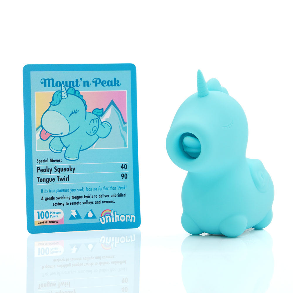 Unihorn - Mount'n Peak - Teal USB Rechargeable Flicking Stimulator with special moves card