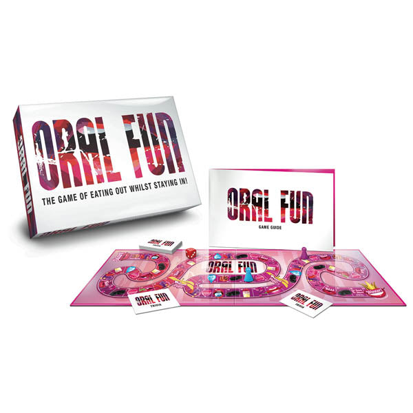 Oral Fun - Adult Board Game packaging and game board setup showcasing playful design and vibrant colors.