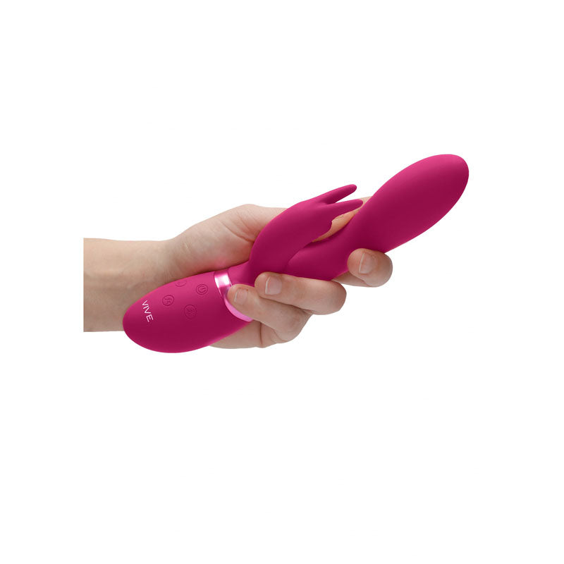 Vive Zosia - 21.3 cm USB Rechargeable Rabbit Vibrator held in hand, showcasing its sleek design and functionality.