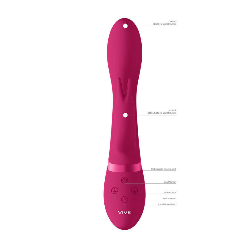Vive Zosia - 21.3 cm USB Rechargeable Rabbit Vibrator with 10 function G-spot and clitoral vibrators.