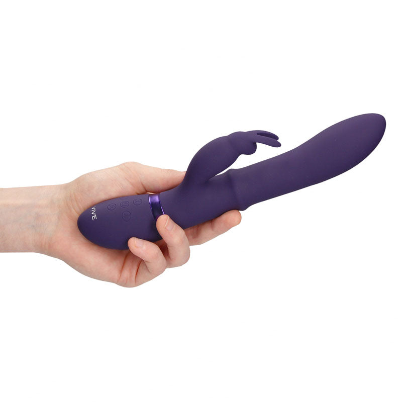 Vive Halo - 24.5 cm USB Rechargeable Rabbit Vibrator held in hand, showcasing its sleek design and features.
