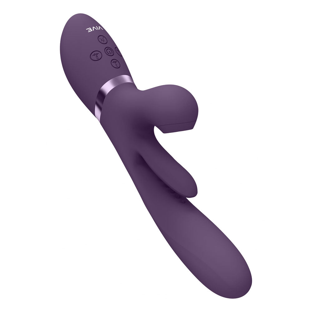 VIVE Ena -  -  25 cm USB Rechargeable Thrusting Vibrator with Air Wave Stimulator in purple design.