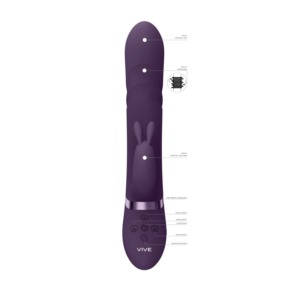 VIVE Nari -  -  24.1 cm USB Rechargeable Rabbit Vibrator, innovative design with independent motors and G-spot stimulation.