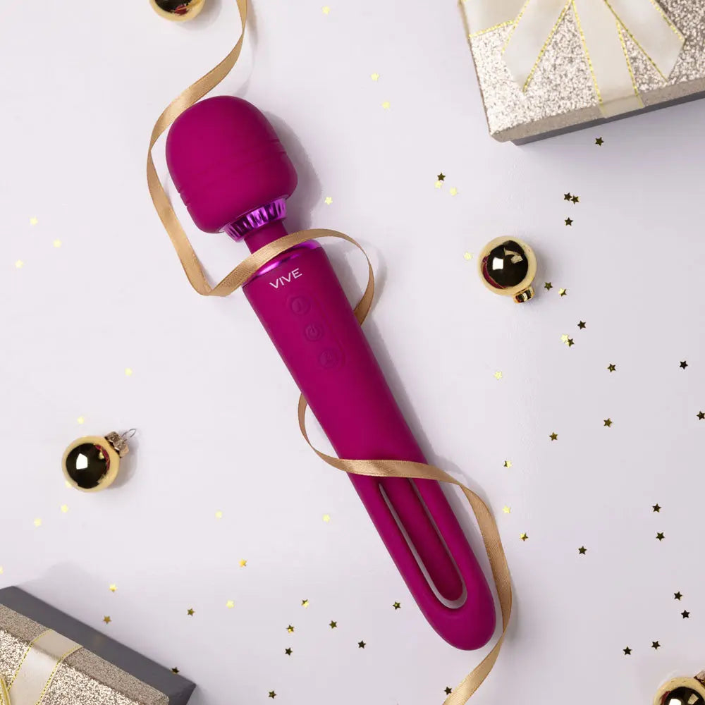 VIVE Kiku -  -  25.2 cm USB Rechargeable Dual End Massage Wand with Flapping Tip Shots Toys Discreet Intimate Essentials.