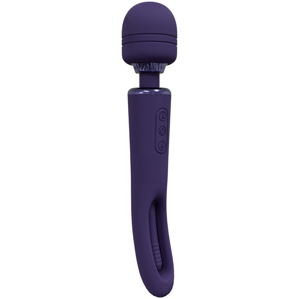 VIVE Kiku -  -  25.2 cm USB Rechargeable Dual End Massage Wand with Flapping Tip in purple color.