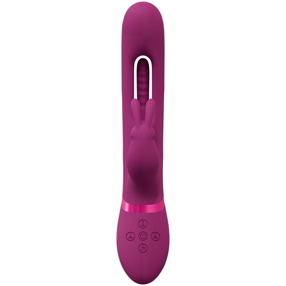 VIVE Mika -  -  23.2 cm USB Rechargeable Rabbit Vibrator with Flapping Shaft, pink color, designed for intimate essentials for her.
