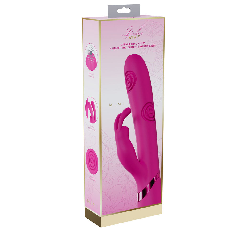 VIVE Mimi -  -  25 cm USB Rechargeable Vibrating & Tapping Rabbit Vibrator packaging featuring sleek design and stimulating points.