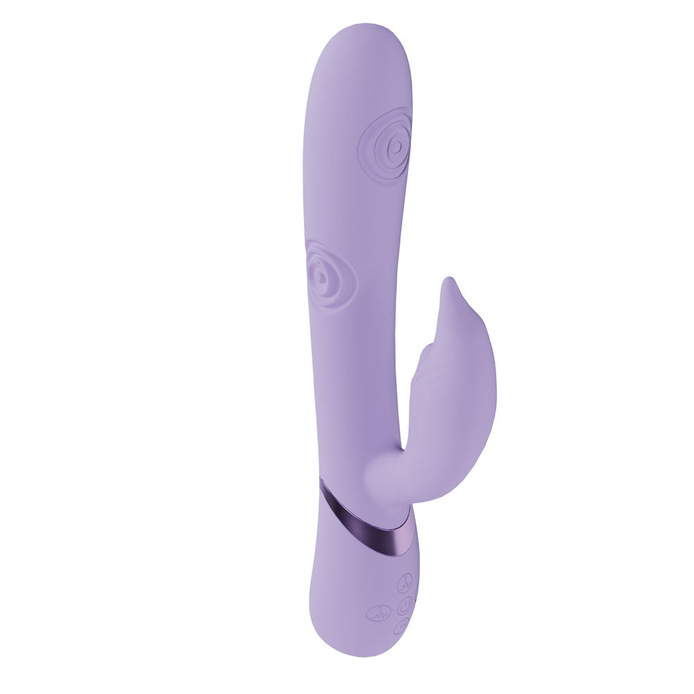 VIVE Pallina -  -  25 cm USB Rechargeable Tapping Rabbit Vibrator in light purple color with dual motors.