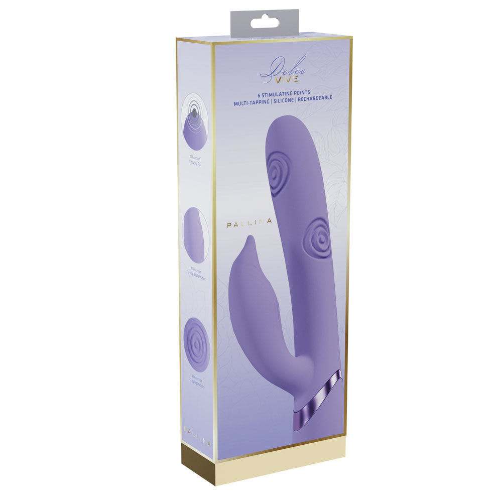 VIVE Pallina -  -  25 cm USB Rechargeable Tapping Rabbit Vibrator in elegant packaging showcasing unique design.