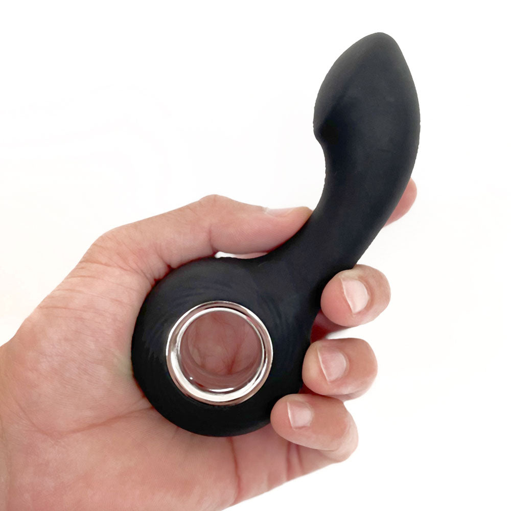 VERS Rechargeable Silicone P-Spot Vibe -  13 cm USB Rechargeable Prostate Massager in hand, ideal for prostate stimulation.