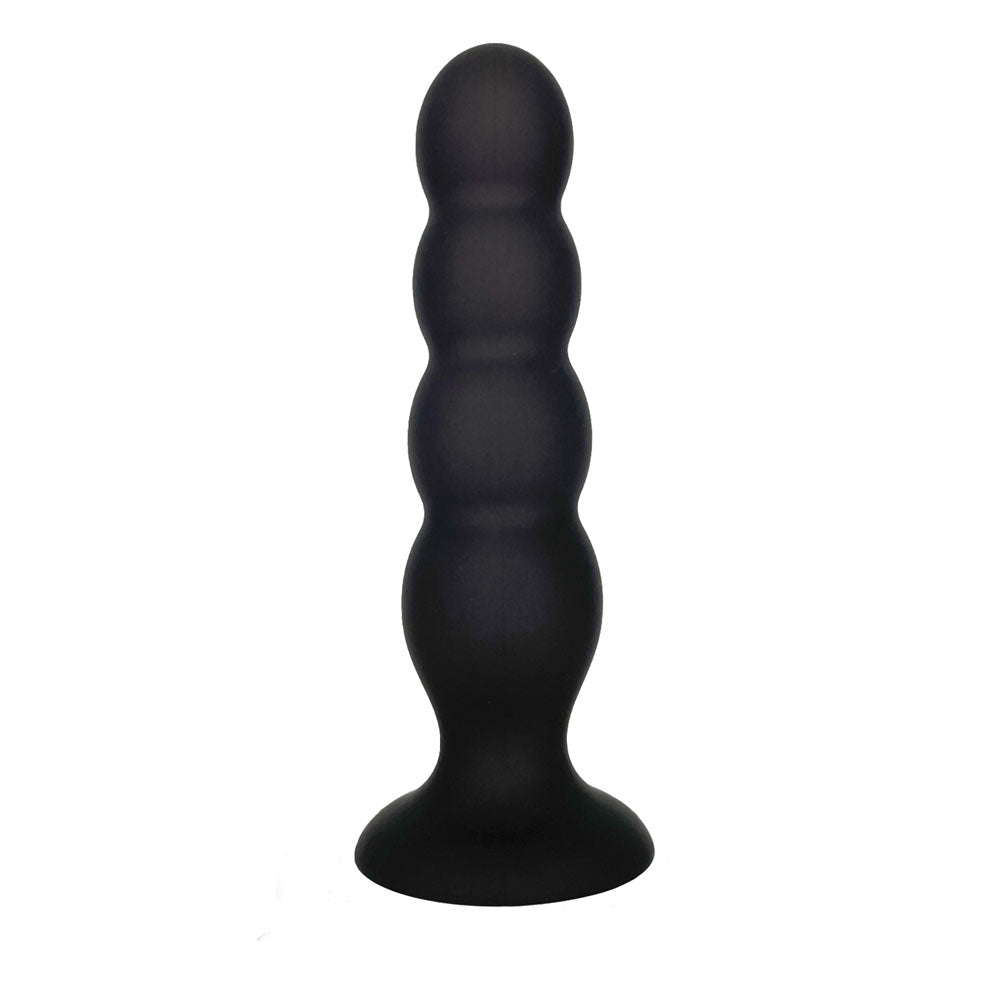 VERS Liquid Silicone Suction Plug - 16.5 cm Butt Plug with Internal Steel Balls in a sleek black design.