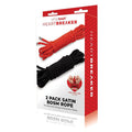 WhipSmart Heartbreaker 2 Pack Satin BDSM Rope - Black & Red Ropes - Set of 2 packaging with ropes displayed.
