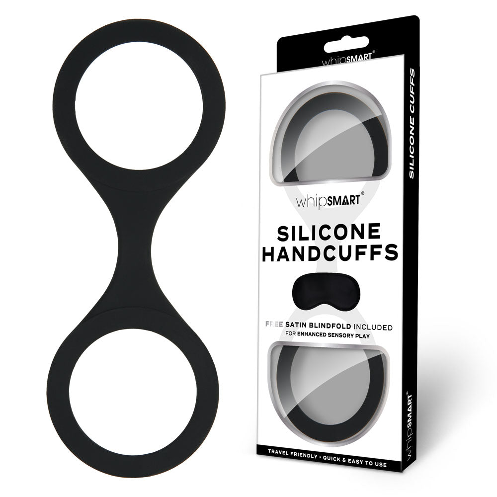 WhipSmart Silicone Handcuffs -  -  Restraint with Bonus Blindfold, featuring hypo-allergenic silicone for comfort and security.