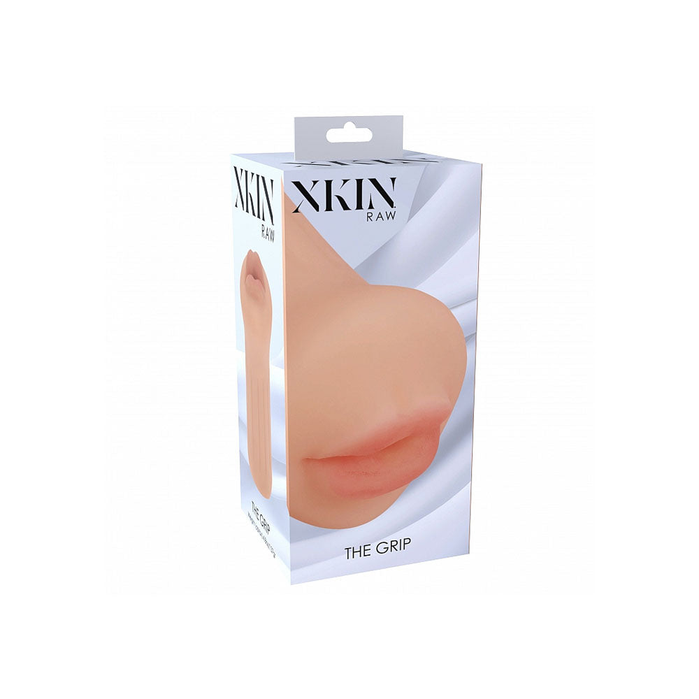 XKIN Raw - The Grip - 12 cm Mouth Stroker packaging with realistic design and textures for ultimate male pleasure.