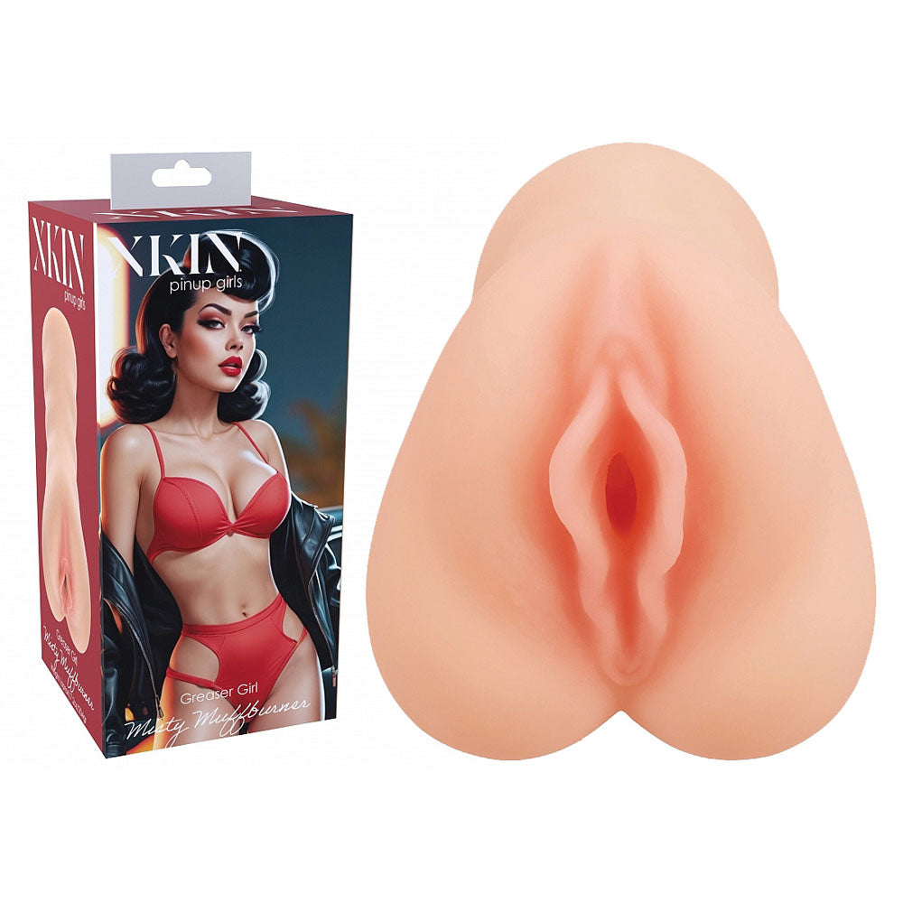 XKIN Pinup Girls - Misty Muffburner - 12 cm Vagina Stroker with realistic design and packaging.