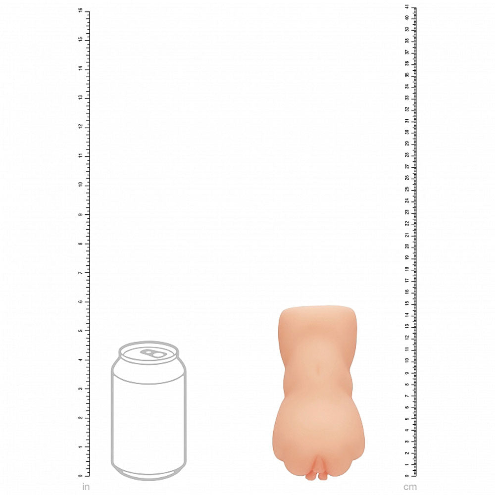 XKIN Secret Affairs - Delilah -  15 cm Vagina Stroker shown next to a standard can for scale comparison.