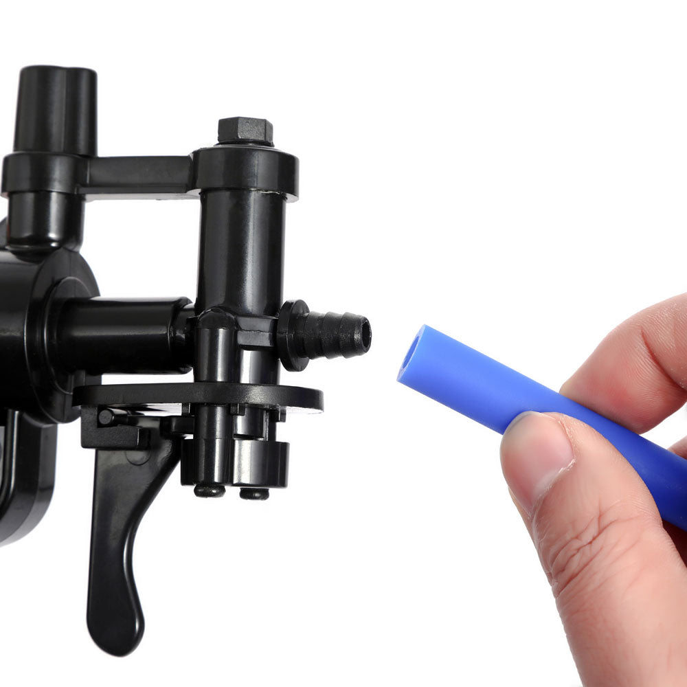 LuvPump ProXtra Professional Gauge Power Pump - Penis Pump with Pressure Gauge showing connection for silicone tube.