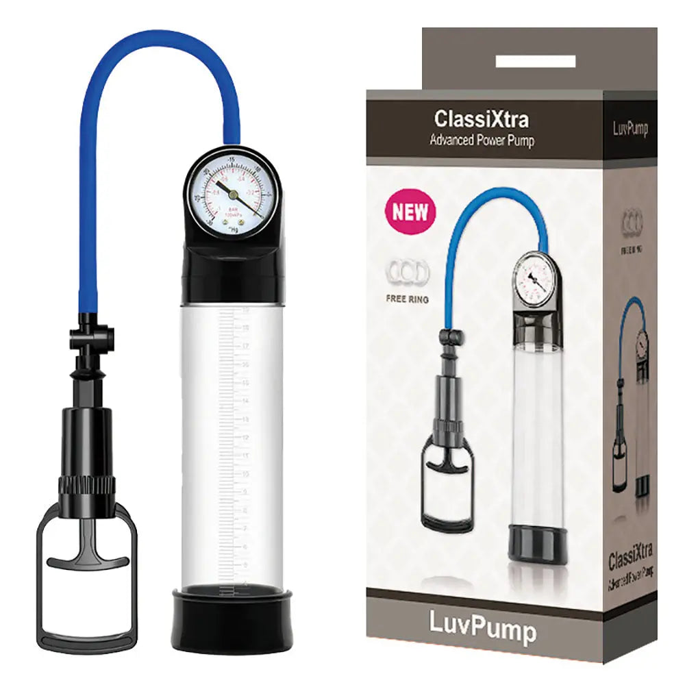 Affordable quality LuvPump ClassiXtra Advanced Power Pump -  Penis Pump with Pressure Gauge  from LuvPump by Discreet Intimate Essentials with Discreet Delivery 