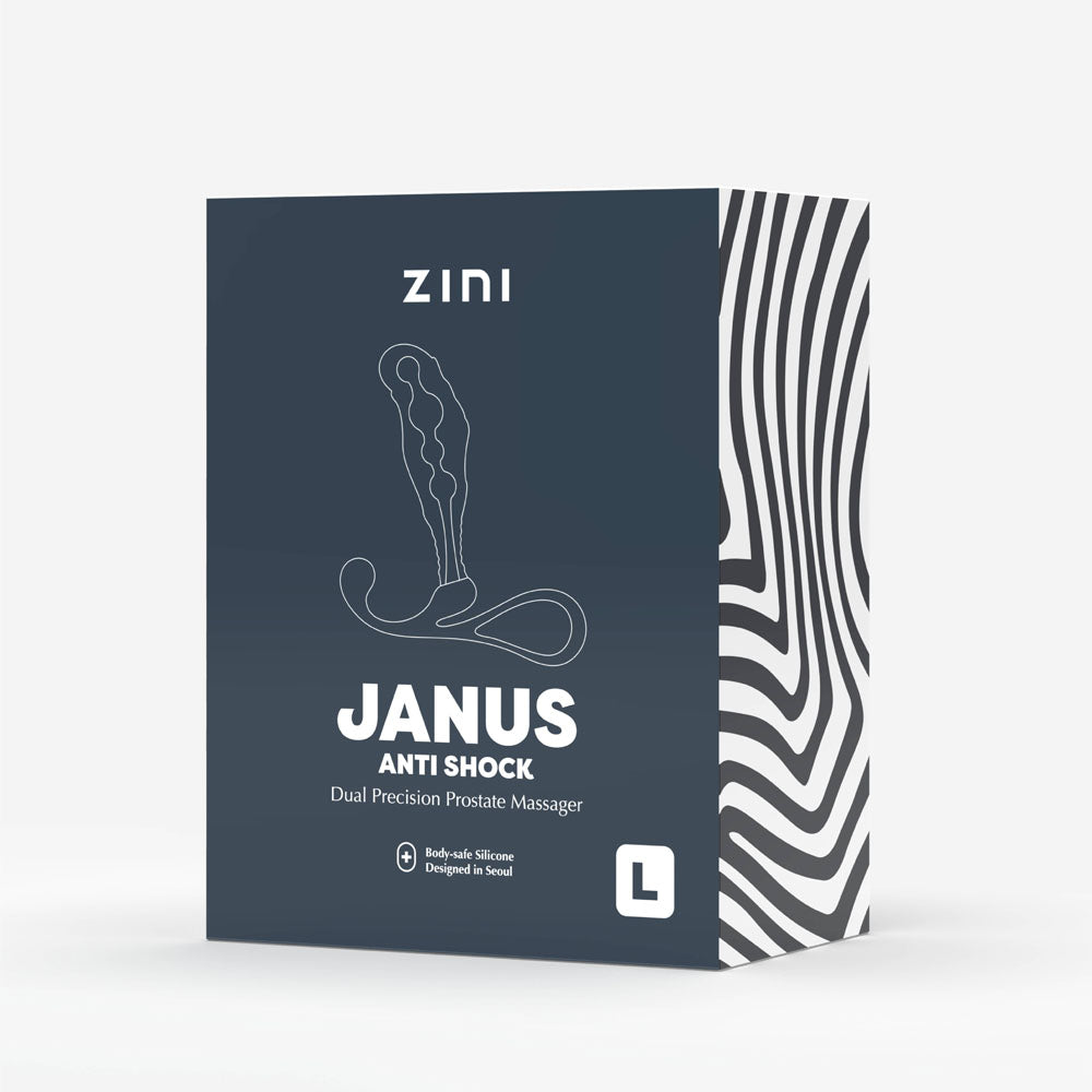 Zini Janus Anti Shock - Large -  Large Prostate Massager packaging featuring dual precision design and ergonomic shape.