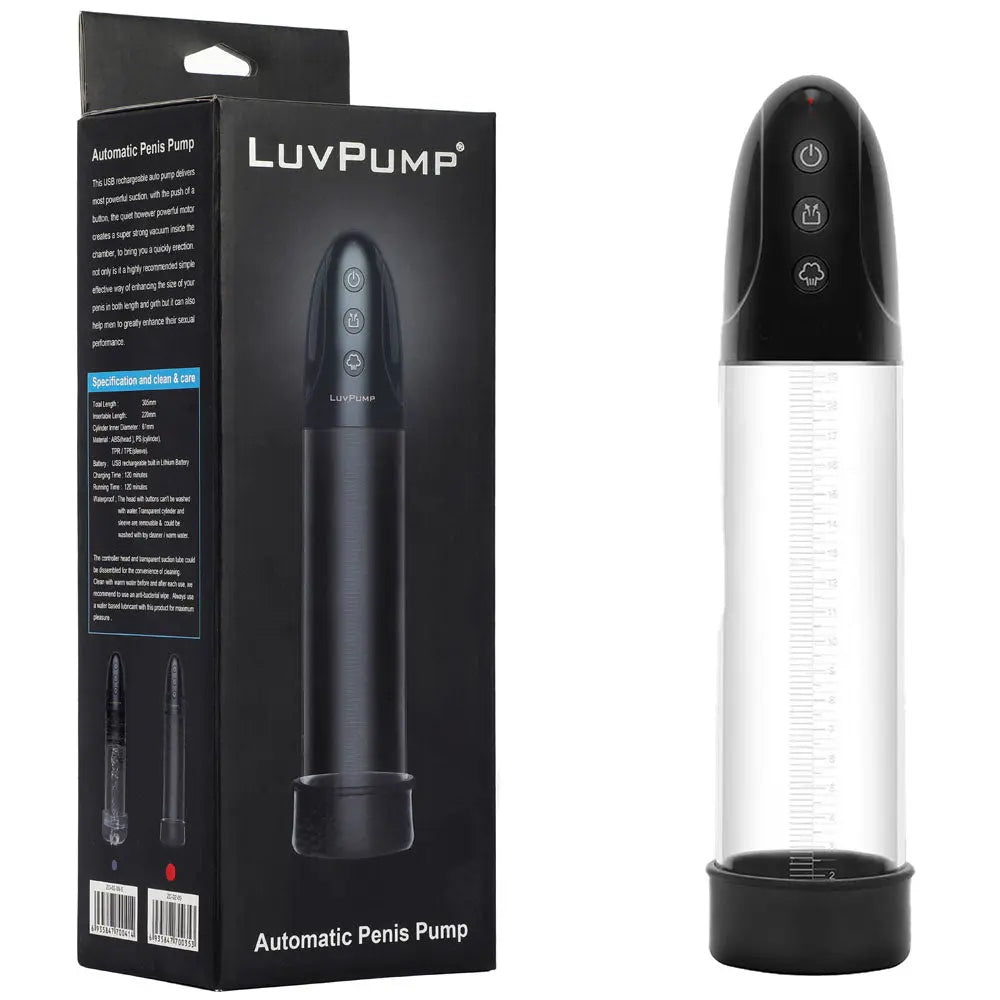 Affordable quality LuvPump Automatic Penis Pump -  USB Rechargeable Automatic Penis Pump  from LuvPump by Discreet Intimate Essentials with Discreet Delivery 