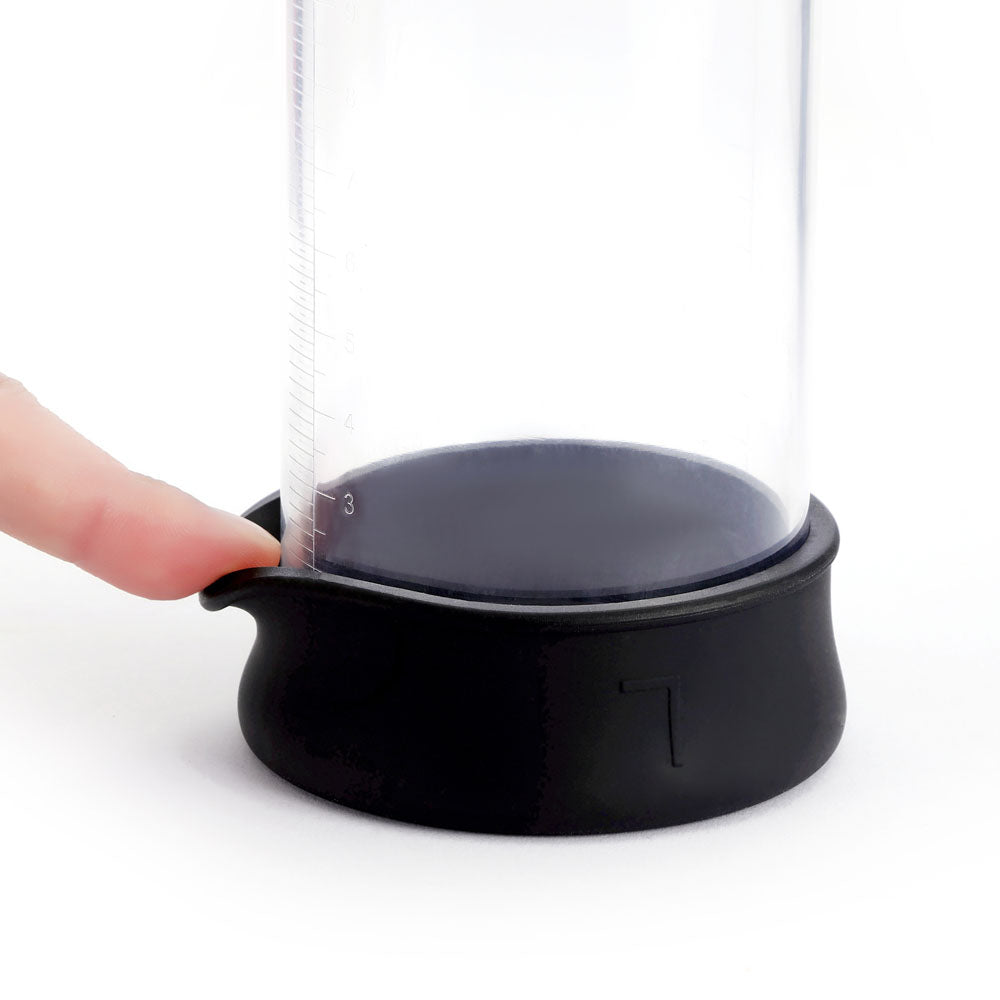 LuvPump Smart Penis Pump - USB Rechargeable Automatic Penis Pump showing the base and measurement markings.