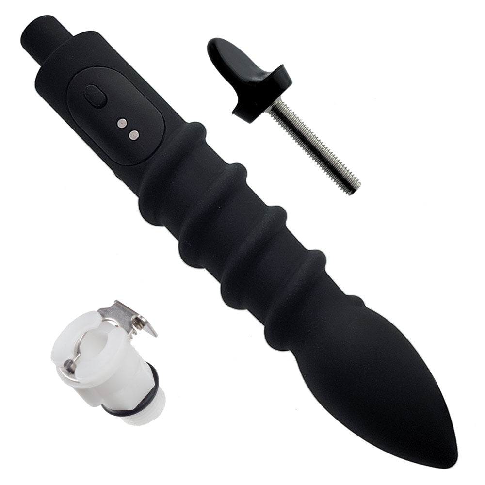 LuvPump RosCup Pro Smart Rosebud Pump -  USB Rechargeable Anal Pump with Vibrating Probe, featuring textured design and controller.