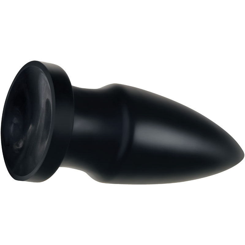 Zero Tolerance The Titan -  Giant Butt Plug, a sleek black bullet-shaped anal plug with suction cup base.