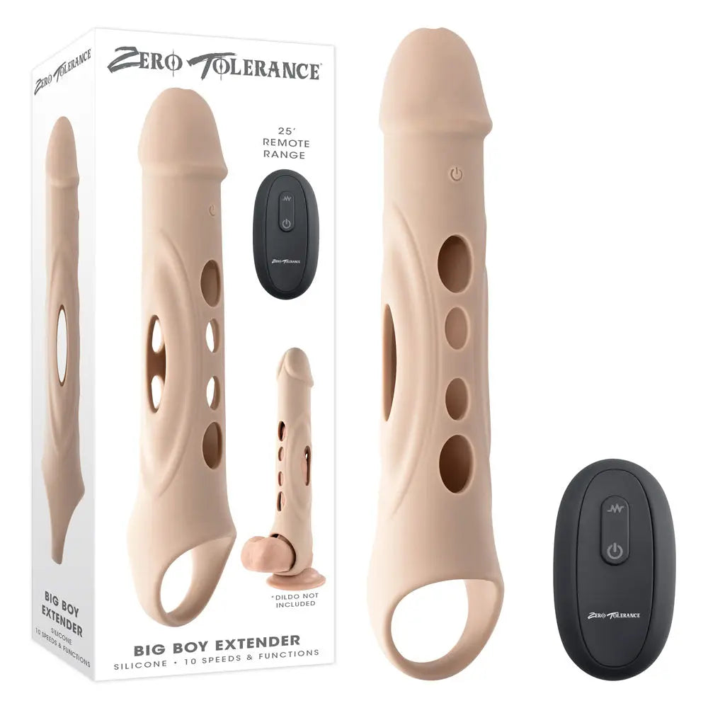 Zero Tolerance BIG BOY EXTENDER - Light -  USB Rechargeable Vibrating Penis Extension Sleeve Zero Tolerance Discreet Intimate Essentials.
