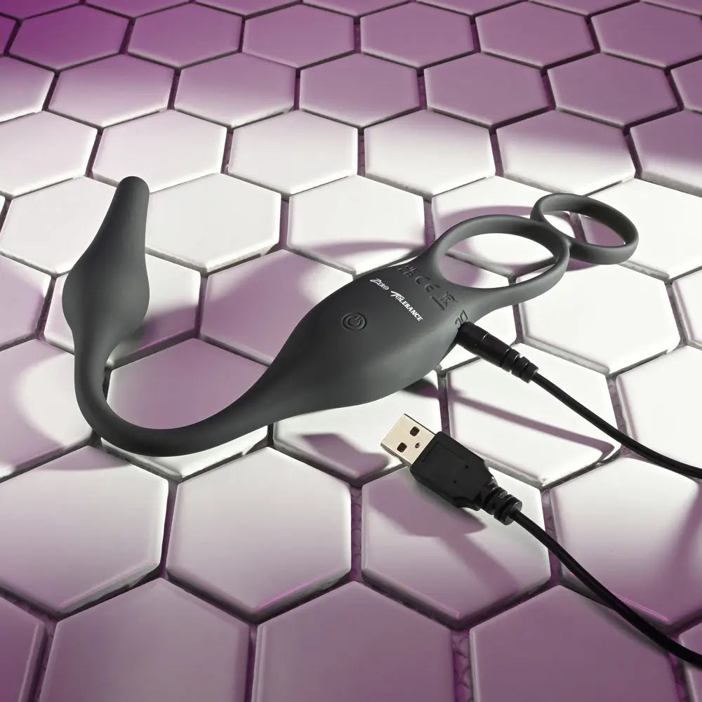 Zero Tolerance PLUG & TUG -  USB Rechargeable Vibrating Cock Ring with Anal Plug Zero Tolerance Discreet Intimate Essentials.