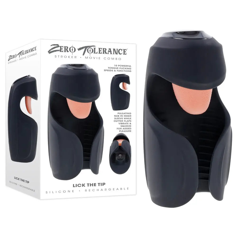 Zero Tolerance LICK THE TIP -  USB Rechargeable Vibrating & Flicking Masturbator Zero Tolerance Discreet Intimate Essentials.